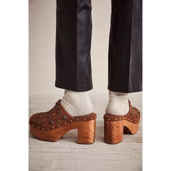 Free People Claudia Leather Clogs Sandals $168 - Picture 7 of 9